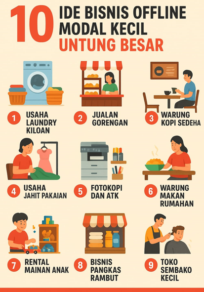 10 Ide Bisnis Offline Modal Kecil Untung Besar di Tahun 2025
